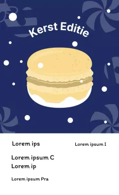 Geel marineblauw illustratie schattig kerst café dessert macaron label