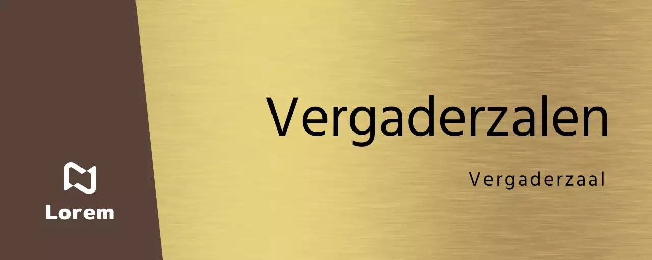 Eenvoudig plaatsaanduidingsteken met bruine en zwarte namen van bedrijfsafdelingen en vierkante vormen