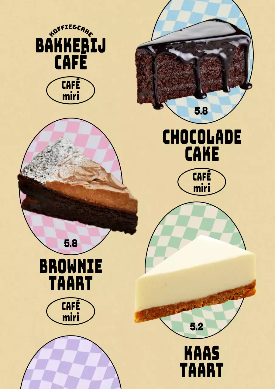 Een vintage concept café dessertmenu promoten op een beige achtergrond