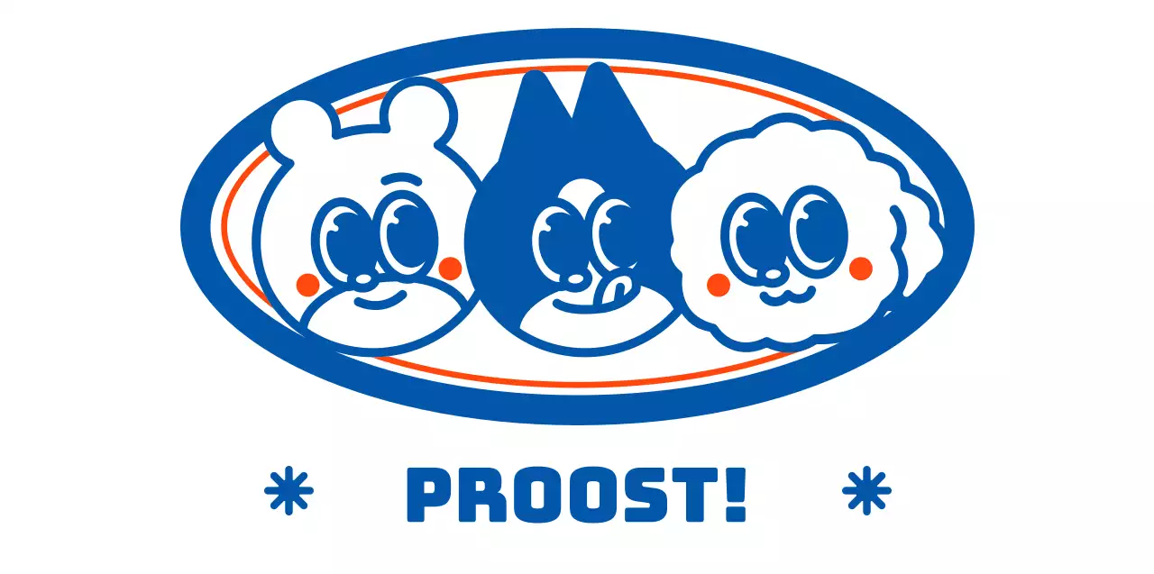 Blauwe en oranje knuffelvrienden illustratiestijl voor gepersonaliseerde merchandise