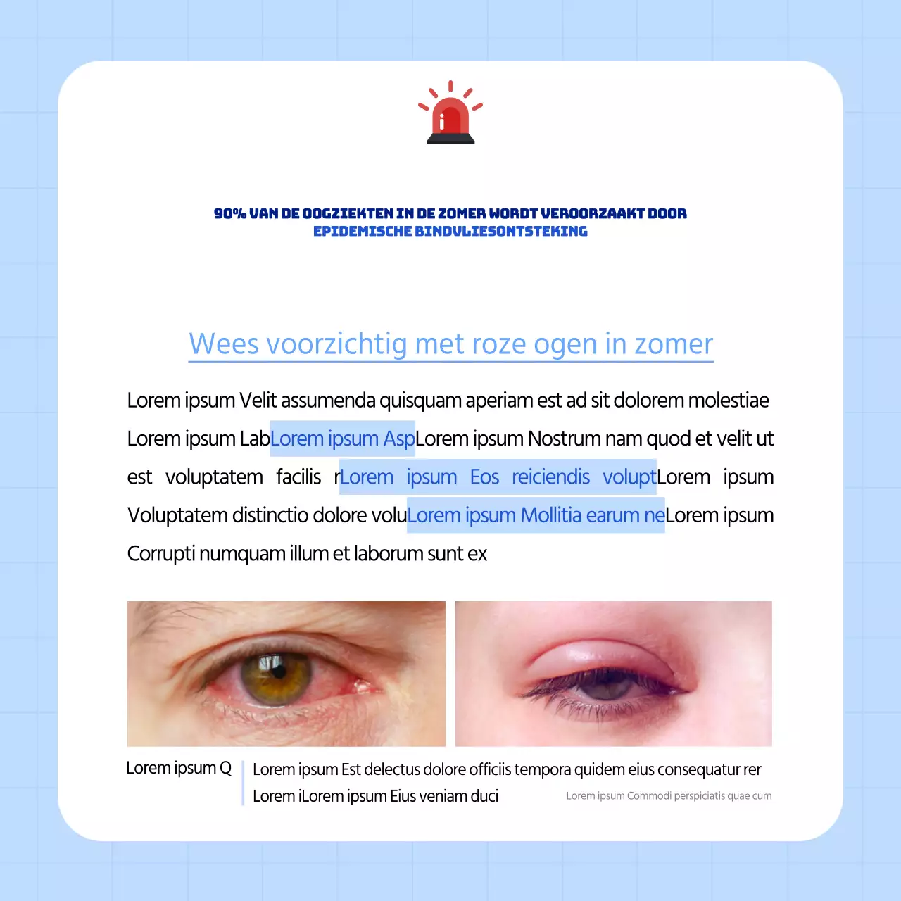 Nette conjunctivitis in lichtblauw en wit CardNews