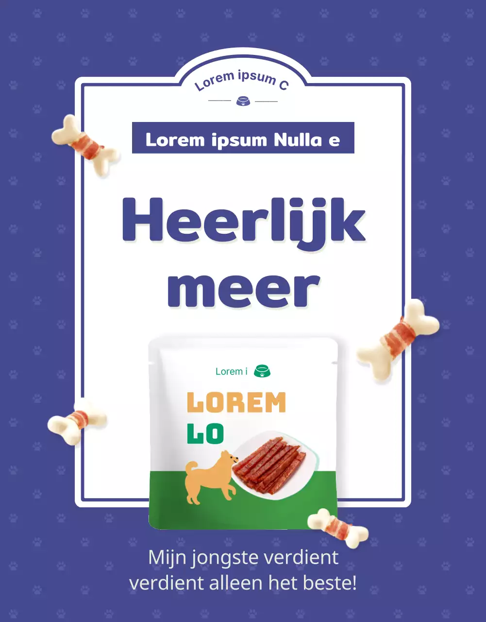 Schattige blauwe en groene hondensnacks detailpagina