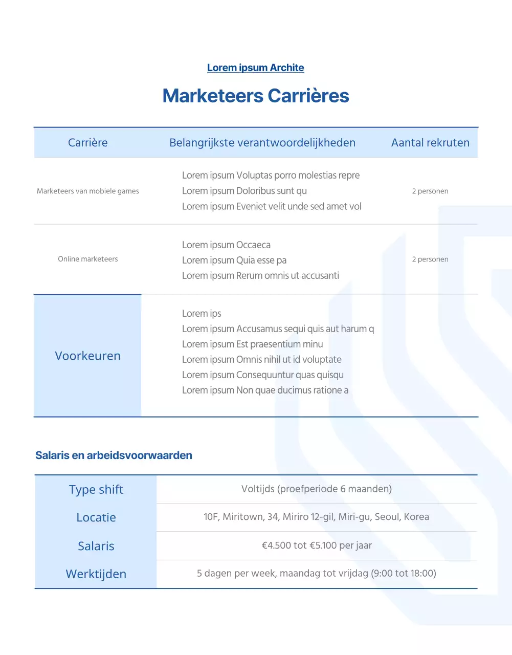 Marketer banen op de blauwe gradiënt