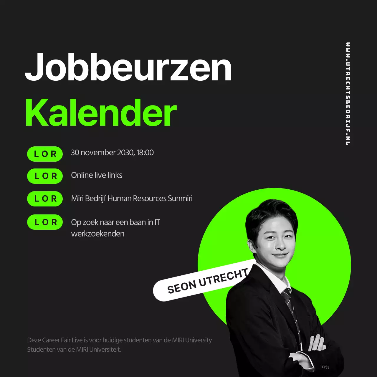 Online vacatures in zwart en fluorescerende kleuren