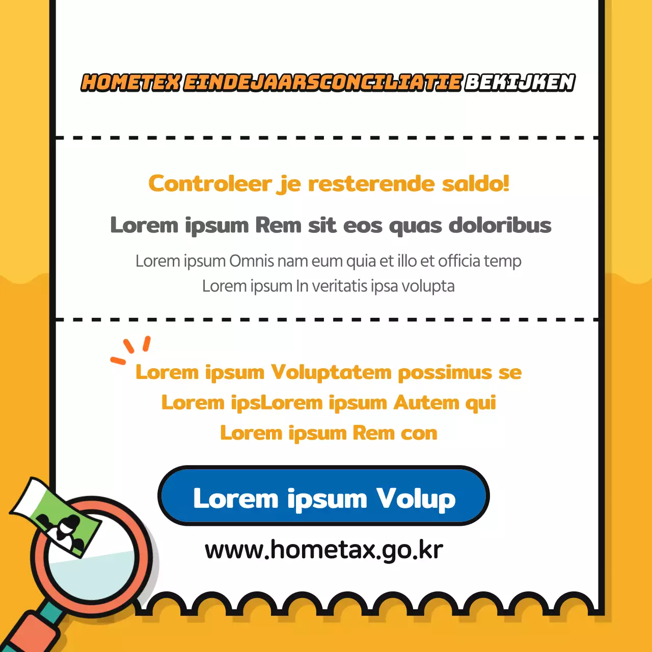 Ontvangstbewijs met gele achtergrond eindejaarsafrekening cardnews