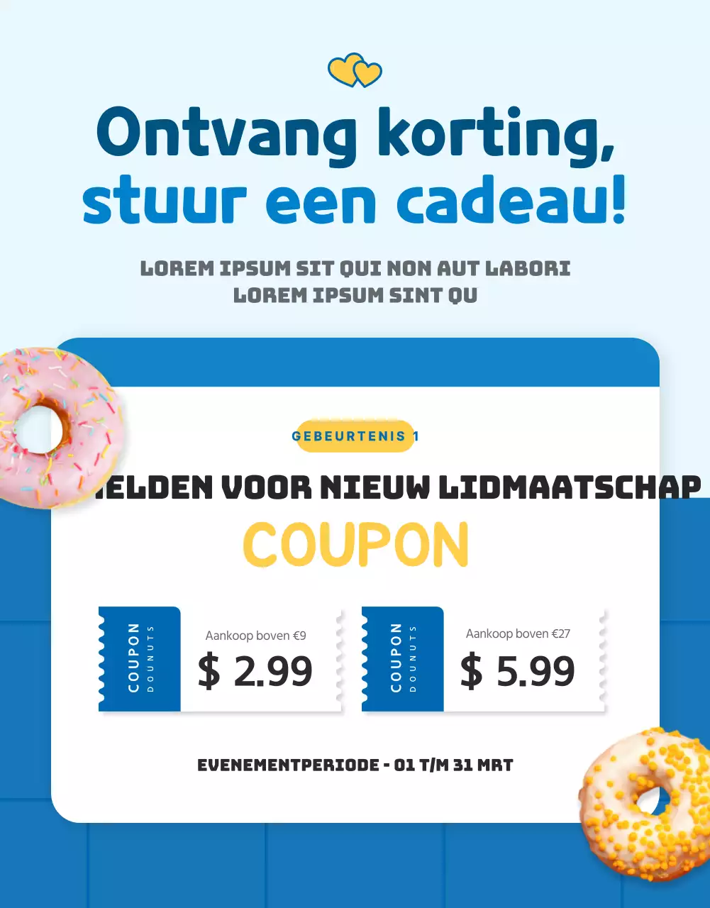 Donuts verkopen met een leuk blauw concept