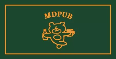 Groene kroegslinger met gele rand waarop een teddybeer met een fles drank