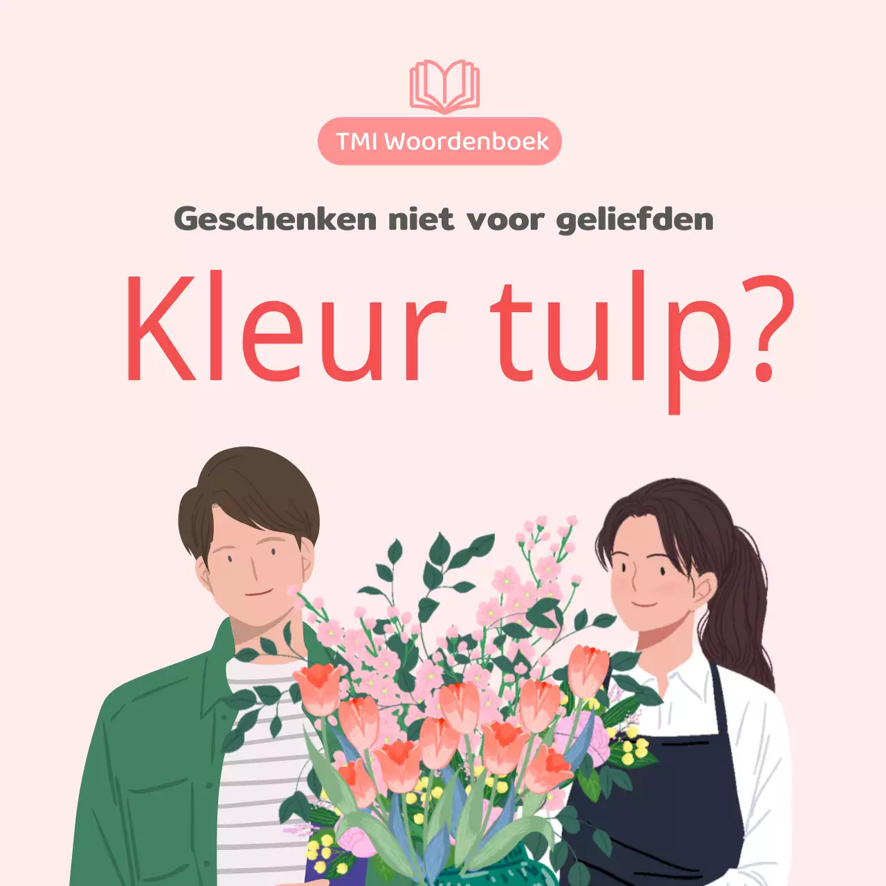 Tulp bloem taal TMI met roze geïllustreerde beelden