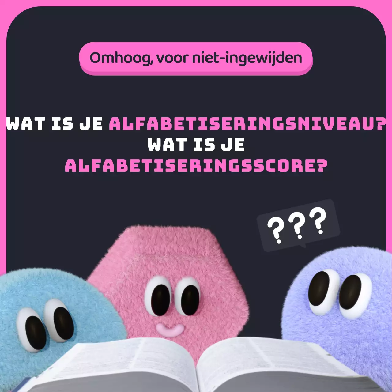 Zwart-roze studerende 3D-schattige alfabetiseringsactie