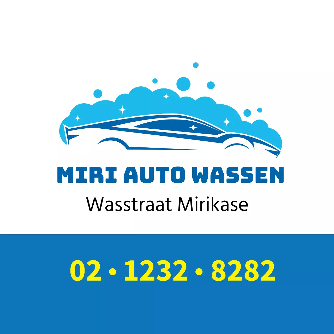 Blauwe illustratie Promotie van een schone wasstraat in een autocentrum