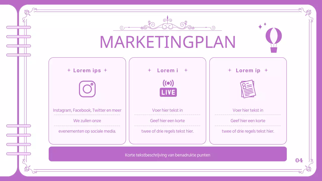 Paars, strak omlijnd pretpark paradeplan