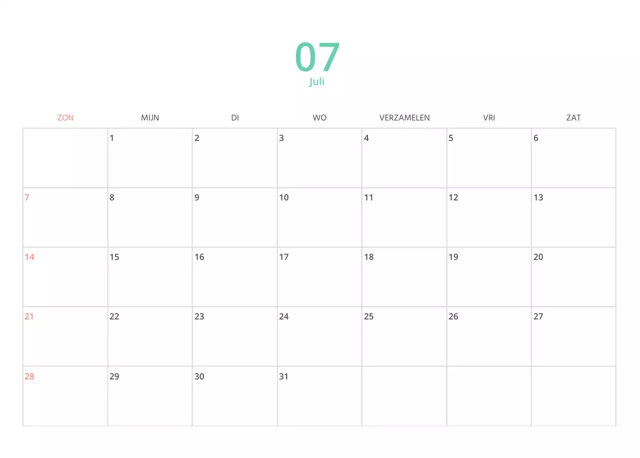 Veelkleurige geïllustreerde kalender