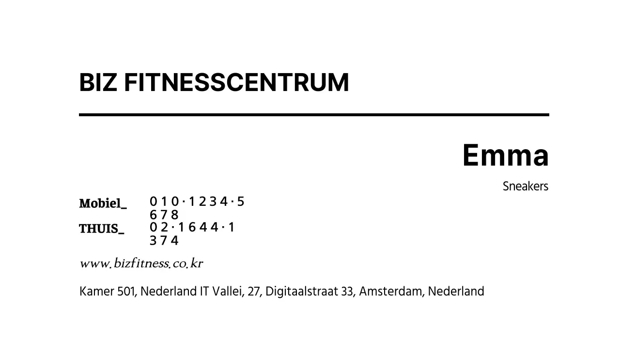 Fitness trainer visitekaartje