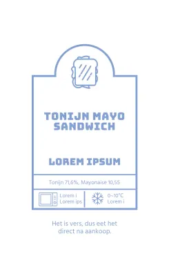 Blauw geïllustreerd broodjesetiket