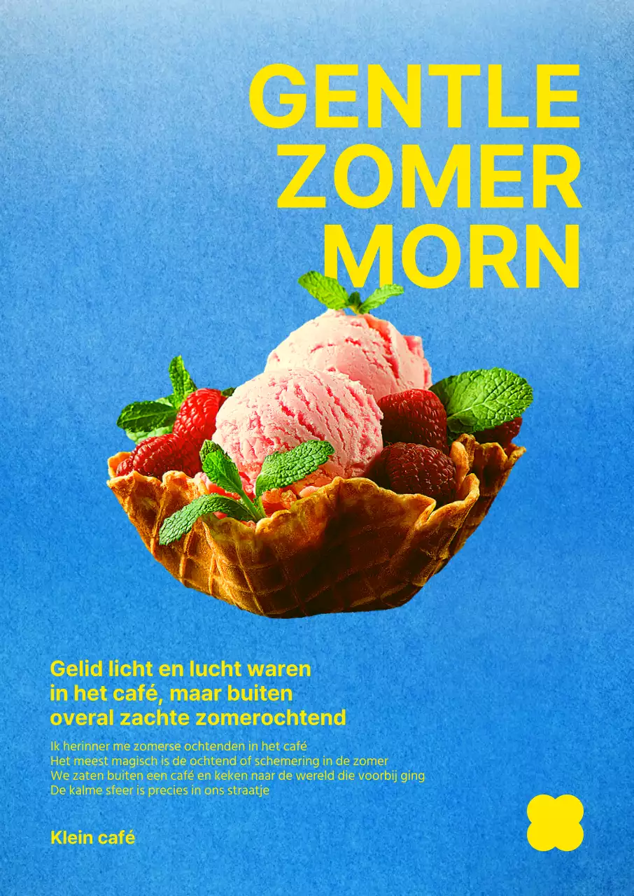 Cool ijscafe menu met een blauwe achtergrond