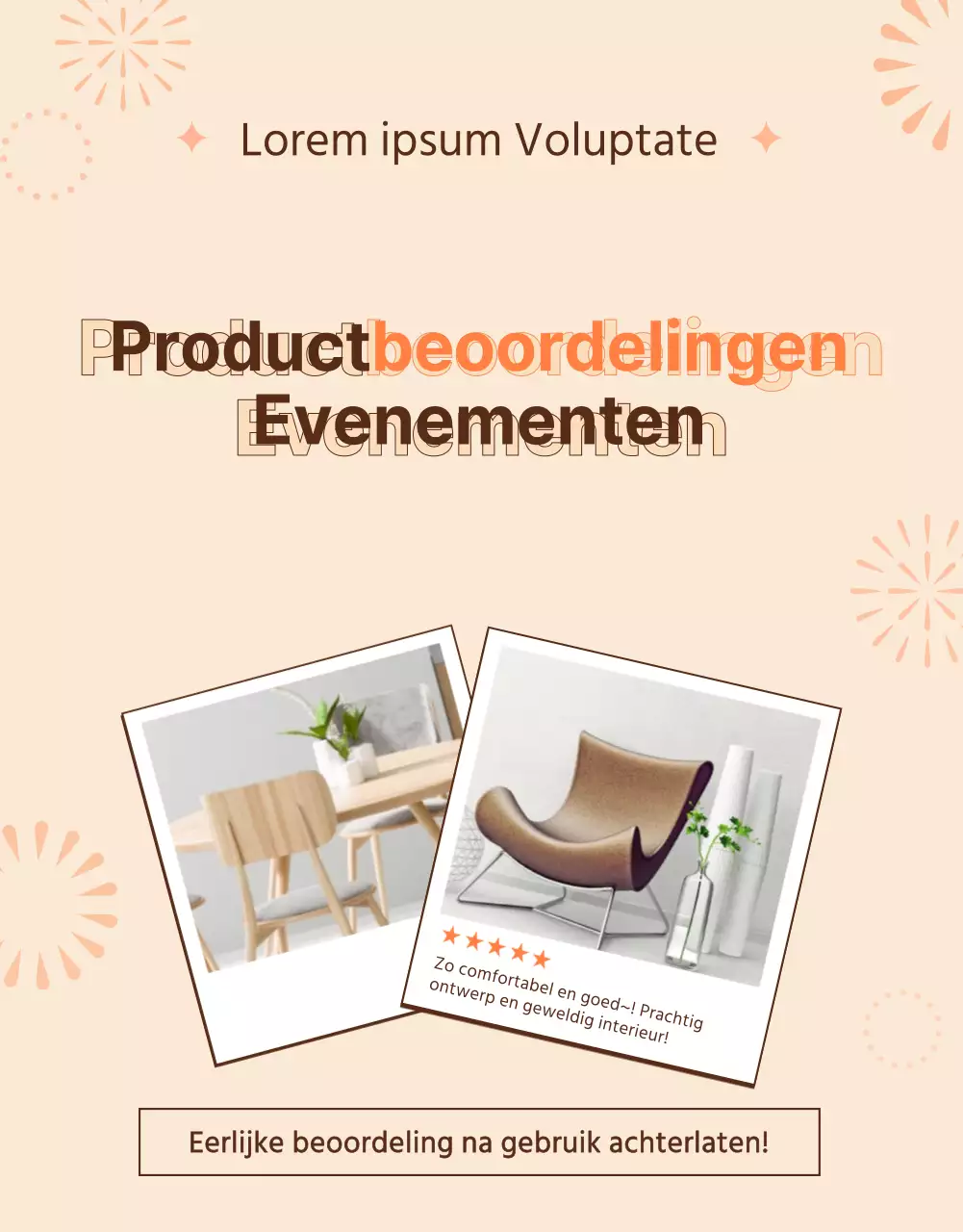 Bruin en oranje recensie evenement pagina