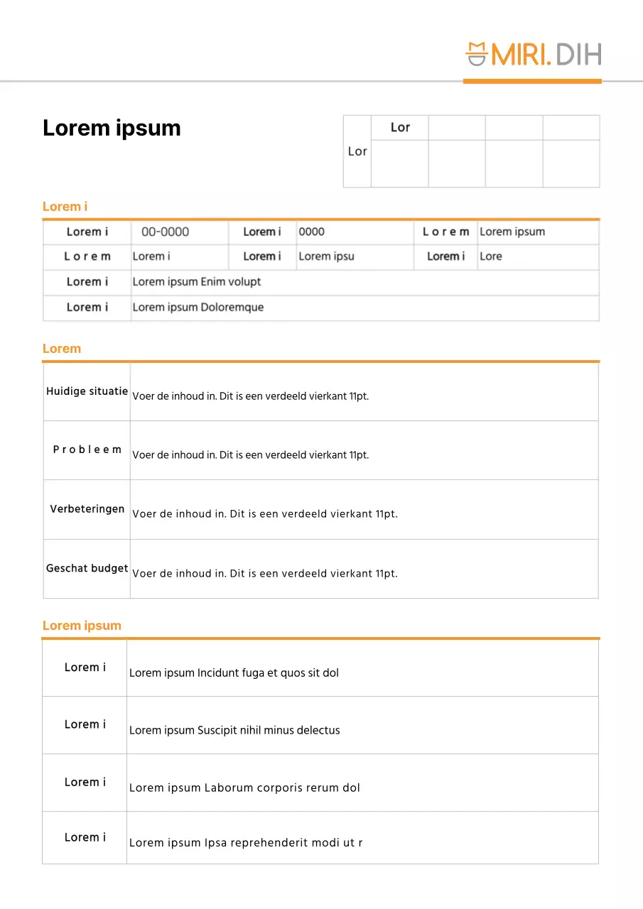 Eenvoudige oranje suggesties voor verbetering documentsjabloon