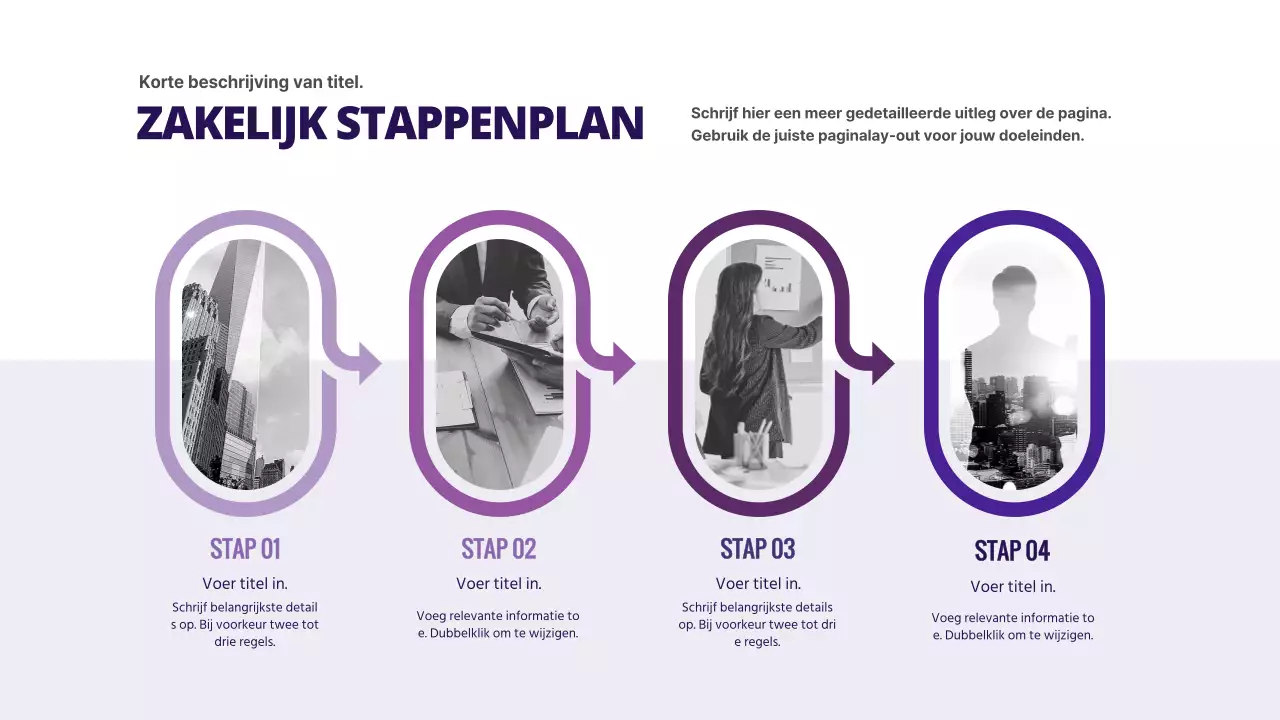 Purple Business Roadmap Stap 4 Infographic Over ons Geschiedenis van het bedrijf