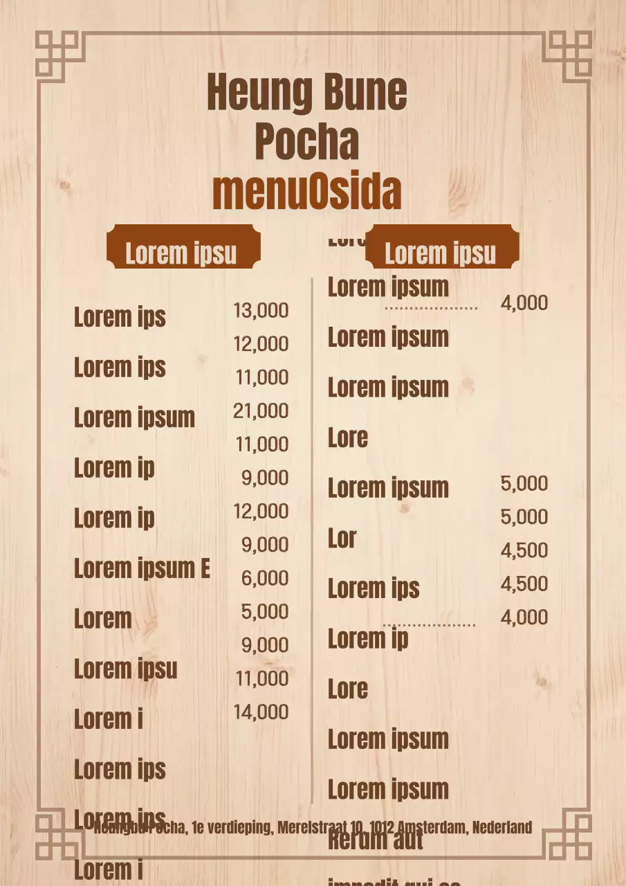 Bruin houten yakitori menu