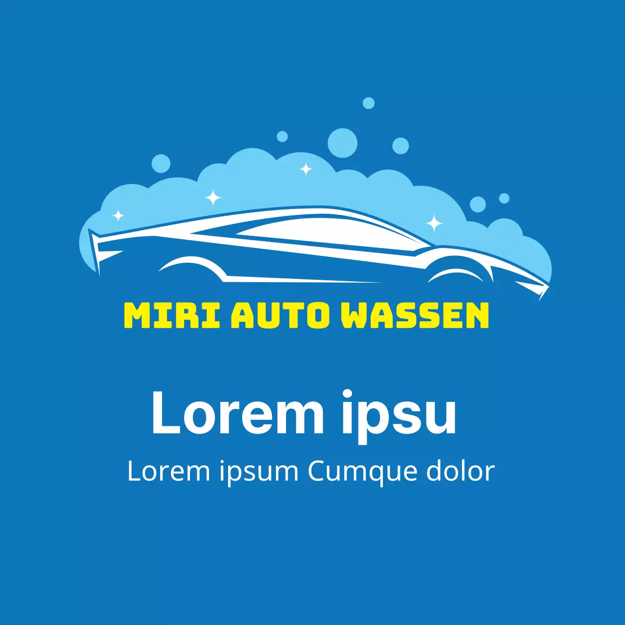 Blauwe illustratie Promotie van een schone wasstraat in een autocentrum