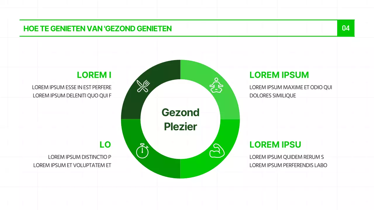 Een moderne sjabloon die de nieuwste trend van 'gezond genieten' en gezond eten in chartreuse en groen laat zien.
