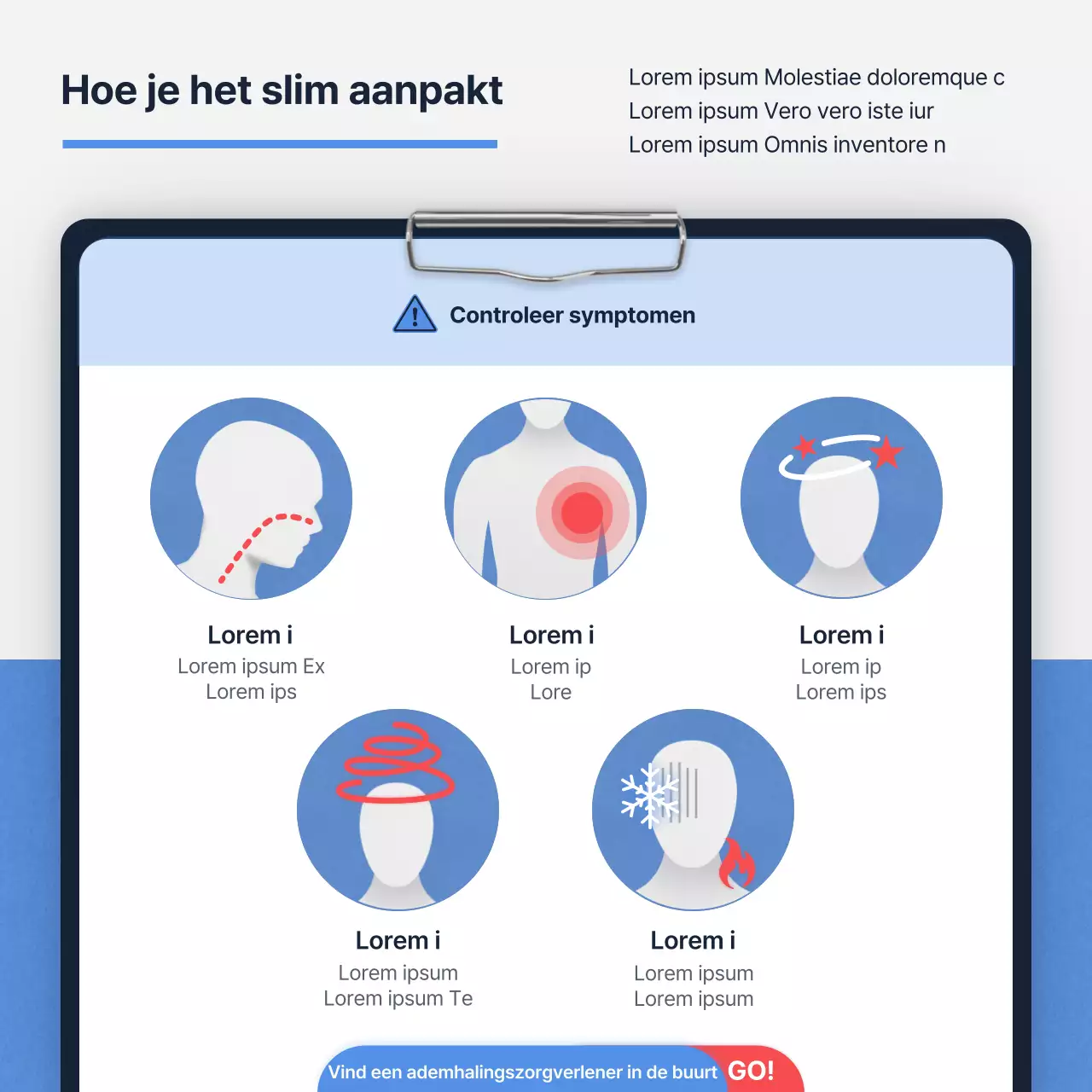 Informatie over symptomen van de blauwe en grijze nawerkingen van Long Covid