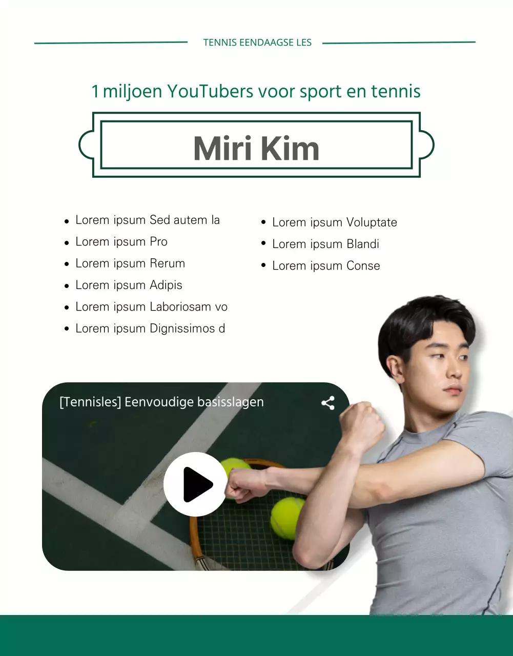 Details van de groene moderne tennispas voor één dag