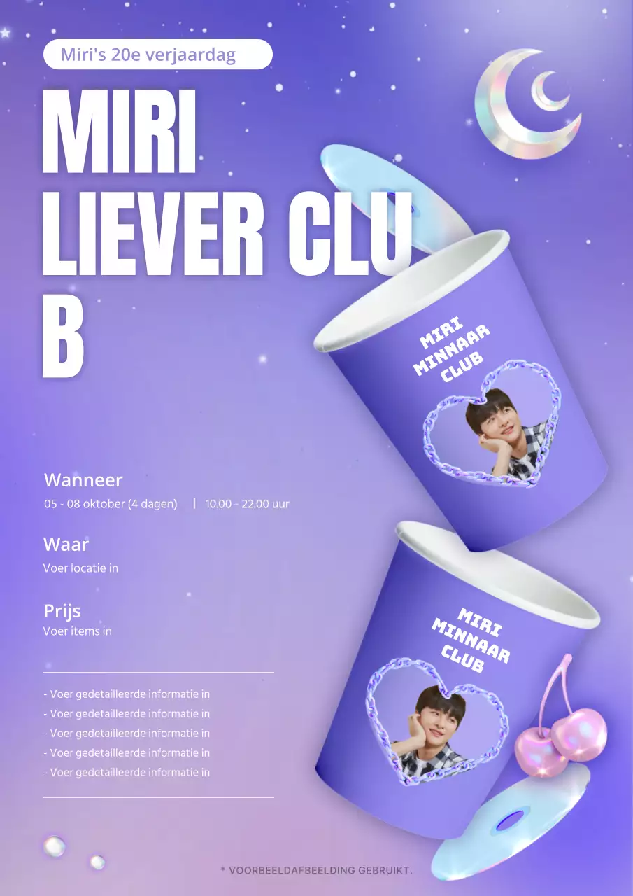 Paars glinsterende sterrenhemel verjaardagscafé