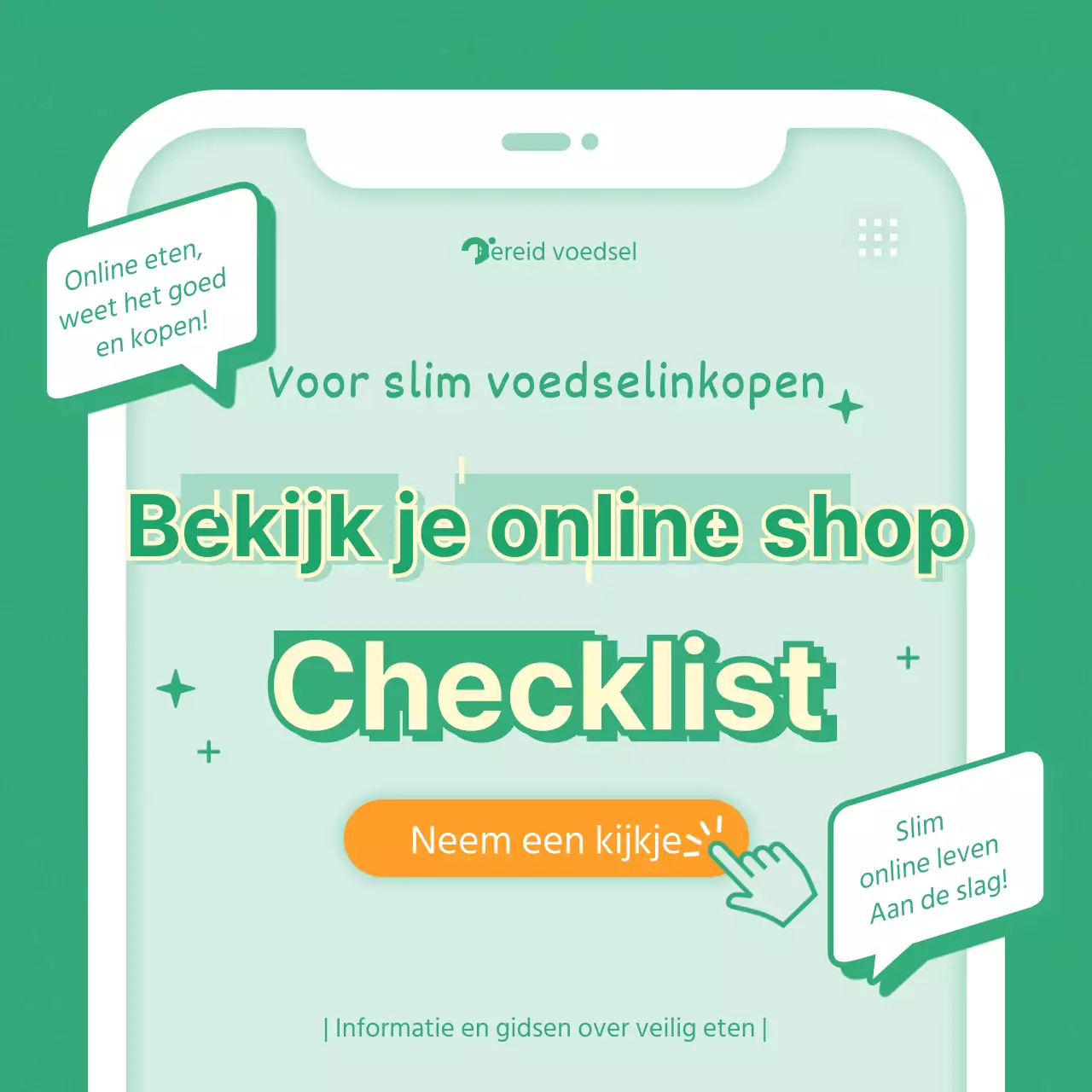 Groen Tone Oranje Punt Eenvoudige Illustratie Dag van de Voedselveiligheid Kaart Nieuws