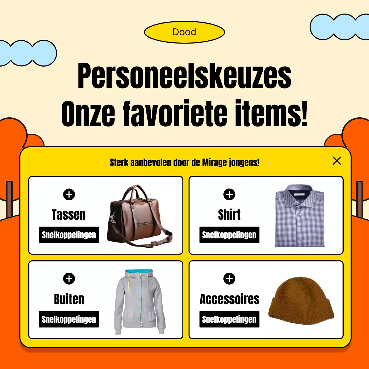 Promoot een eenvoudig najaarsevenement in een winkelcentrum in oranje en geel