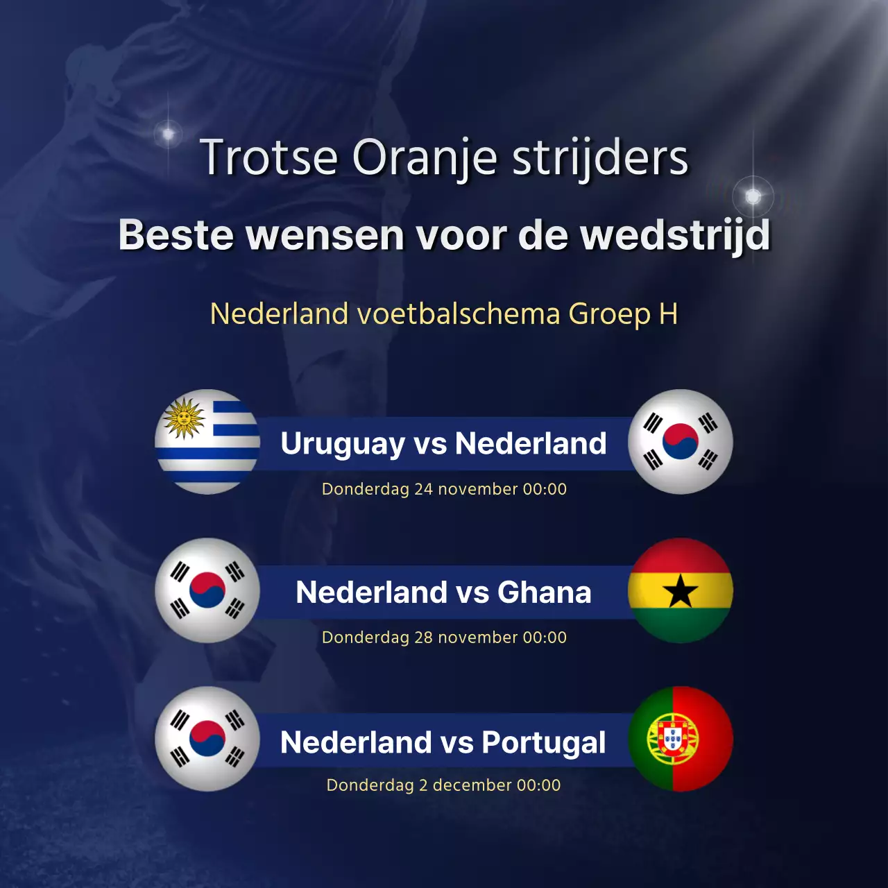 Inhoud wedstrijdschema voetbal met een dynamisch blauw kleurenschema