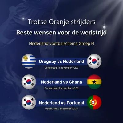 Inhoud wedstrijdschema voetbal met een dynamisch blauw kleurenschema