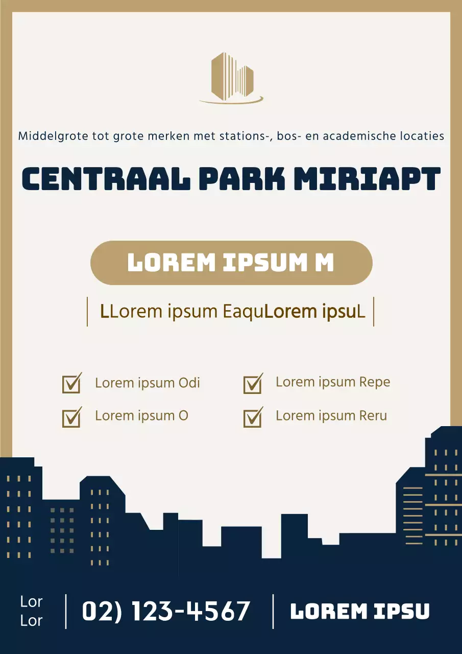 Webposter voor een makelaarskantoor voor een nieuw appartement in beige.