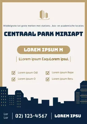 Webposter voor een makelaarskantoor voor een nieuw appartement in beige.
