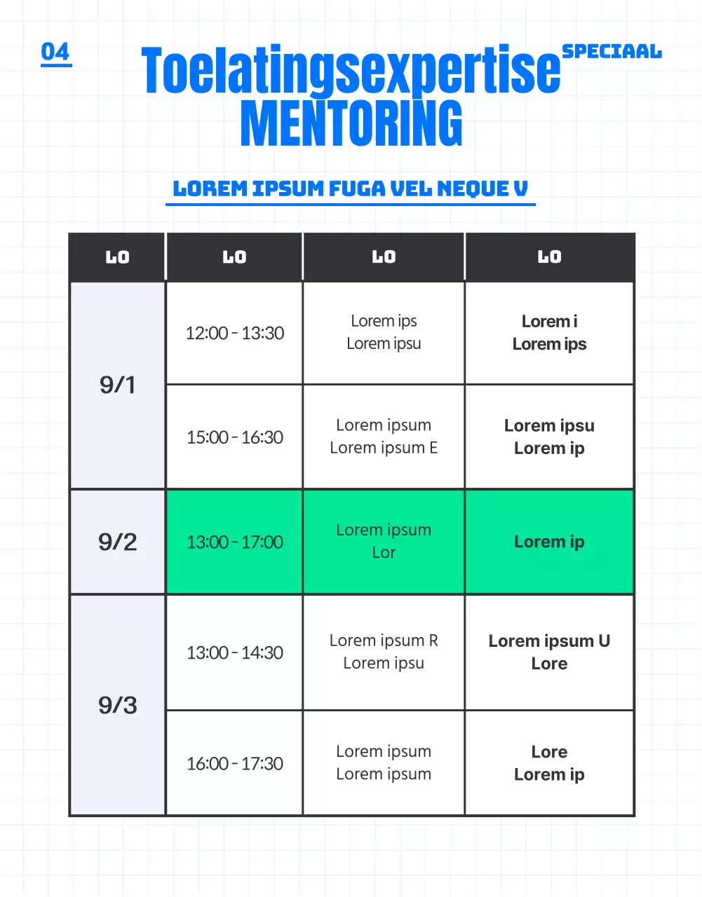 Een blauw gekleurde, trendy en jonge toelatingsbeurs voor universiteiten (detailpagina)