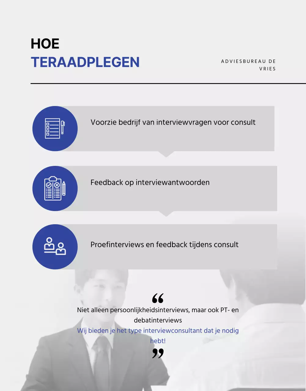 Blue and Monotone sollicitatiegesprek detailpagina