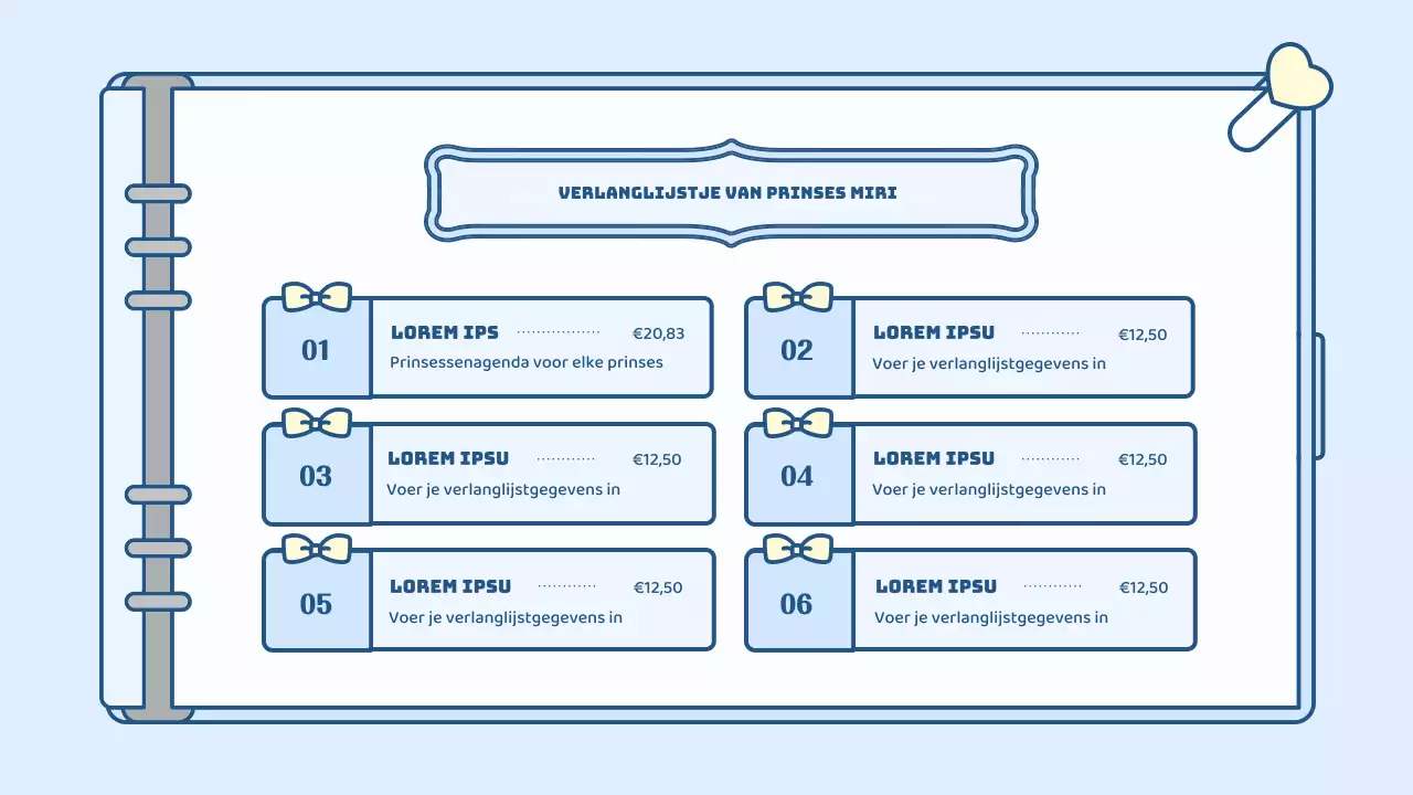 Schattige agenda concept presentatieset in lichtblauw en groen