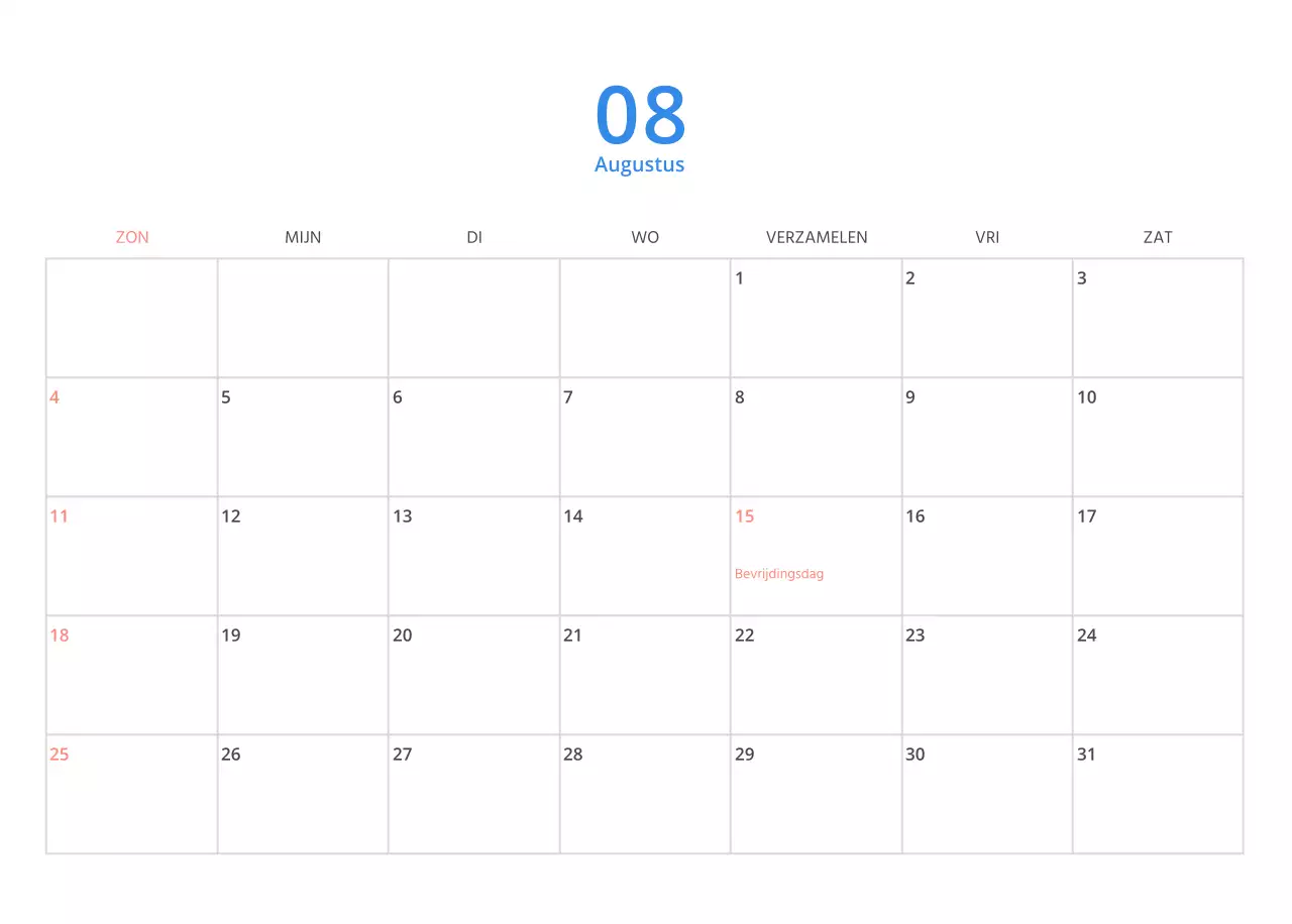 Veelkleurige geïllustreerde kalender