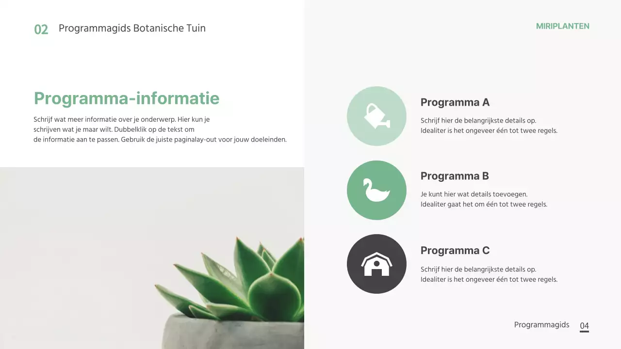 Groen en wit thema plantensjabloon