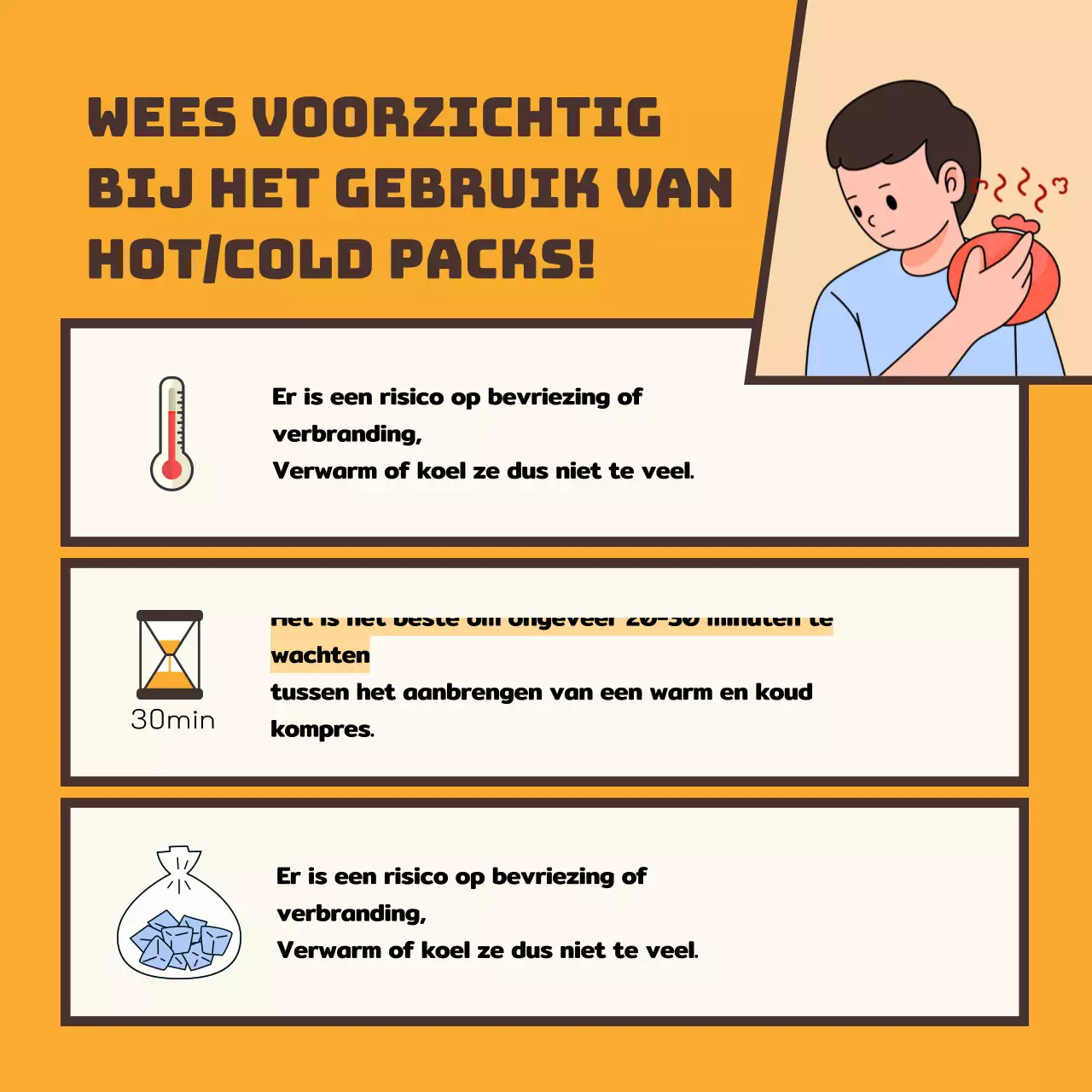 Gecontextualiseerde kompressen met een geel en bruin cartoonconcept