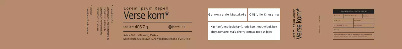 Beige nette saladeverpakkingsetiketten