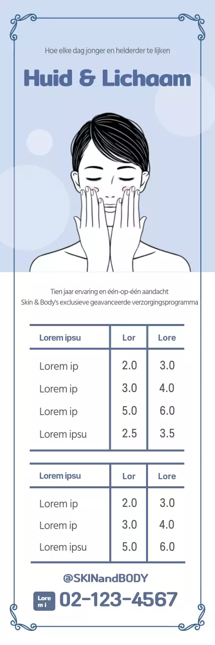 Lichtblauwe illustratie eenvoudige verticale banner huidverzorging