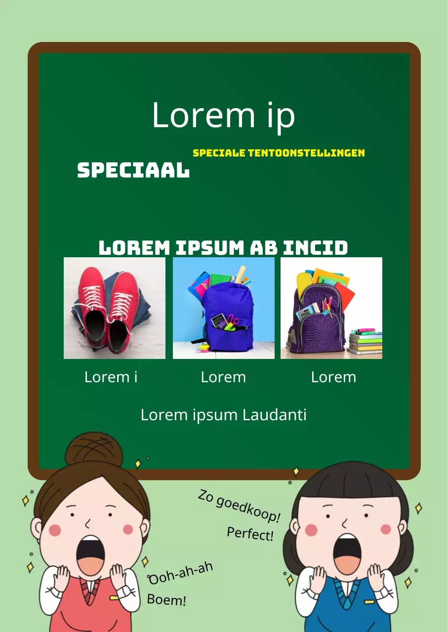 Back-to-school-cadeauverkoop voor basisschoolkinderen met een groen krijtbordconcept