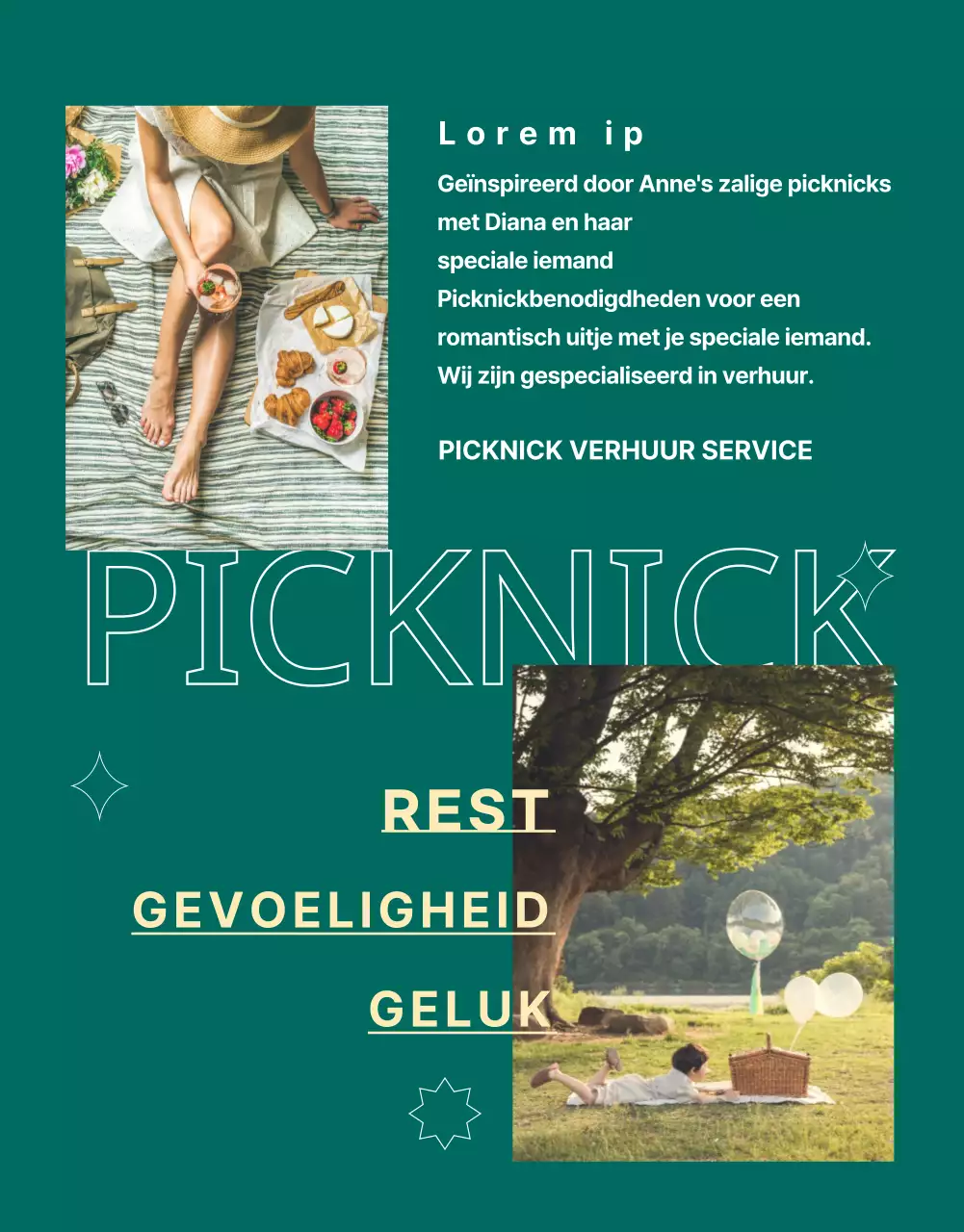 Chique, groen en eenvoudig picknickverhuur