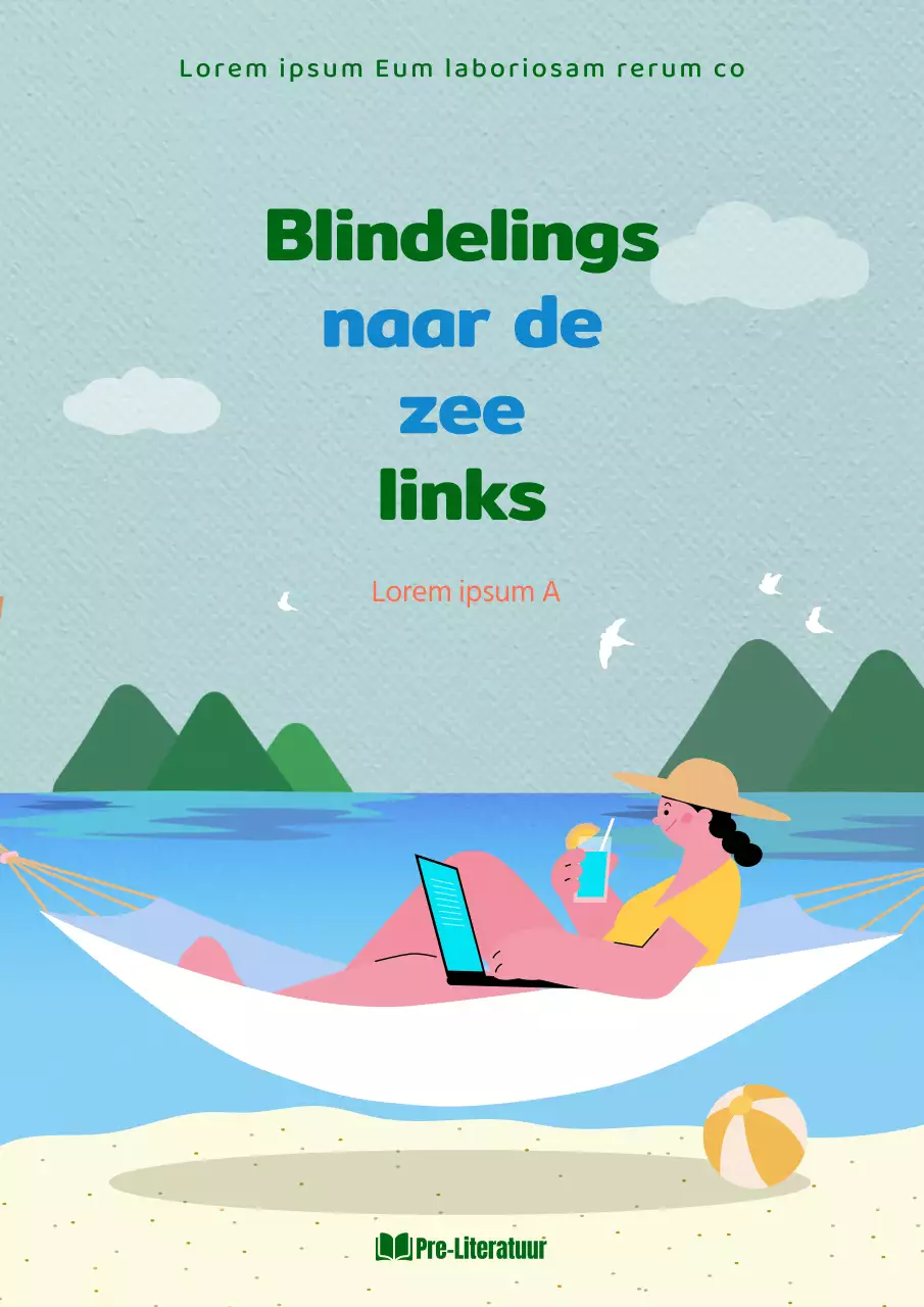 Een rustgevend essay met een blauwe en groene oceaanachtergrond