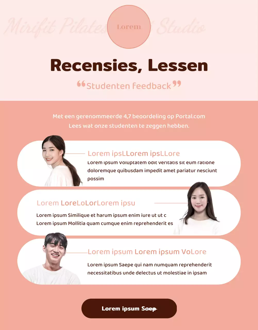 Pitch monotoon Pilates promotiethema met strakke illustraties en afgeronde vormen