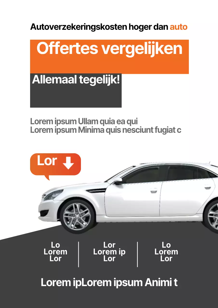 Promoot autoverzekering met een oranje en grijze autofoto