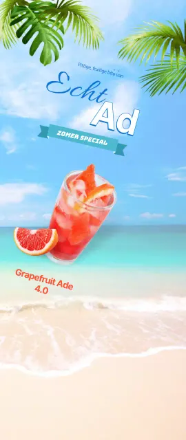 Promoot een zomermenu met een helder, schoon fotografieconcept voor de kust.