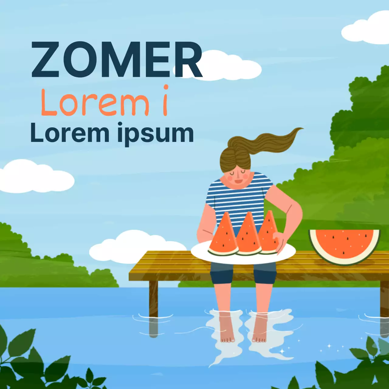 Promoot watermeloen met een lichtblauw, koel zomergevoel