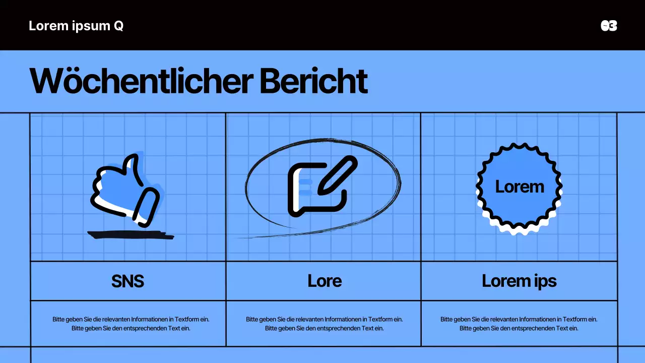 Marketing-Studienpräsentation mit blauem Notizbuchkonzept